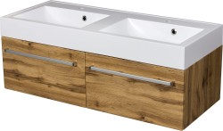 Szafka łazienkowa dąb naturalny 120cm FOKUS z umywalką podwójną [PRODUKT NIEDOSTĘPNY]
