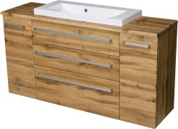 Szafka łazienkowa dąb naturalny 140cm FOKUS z blatem i umywalką [PRODUKT NIEDOSTĘPNY]