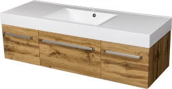 Szafka łazienkowa dąb naturalny 140cm FOKUS z umywalką [PRODUKT NIEDOSTĘPNY]