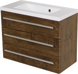 Szafka łazienkowa antyczne drewno 80cm FOKUS z umywalką