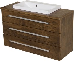 Szafka łazienkowa antyczne drewno 100cm FOKUS z blatem i umywalką