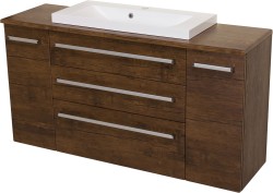 Szafka łazienkowa antyczne drewno 140cm FOKUS z blatem i umywalką