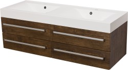 Szafka łazienkowa antyczne drewno 140cm FOKUS z umywalką podwójną