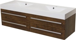 Szafka łazienkowa antyczne drewno 160cm FOKUS z umywalką podwójną