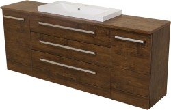 Szafka łazienkowa antyczne drewno 180cm FOKUS z blatem i umywalką