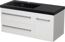 Szafka łazienkowa biała 90cm FOKUS z umywalką czarną [PRODUKT NIEDOSTĘPNY]
