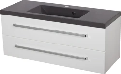 Szafka łazienkowa biała 100cm FOKUS z umywalką antracytową [PRODUKT NIEDOSTĘPNY]