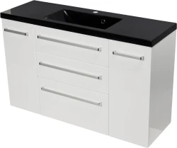 Szafka łazienkowa biała 120cm FOKUS z umywalką czarną [PRODUKT NIEDOSTĘPNY]