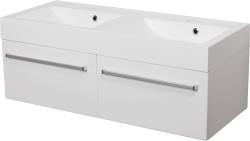 Szafka łazienkowa biała 120cm FOKUS z umywalką podwójną [PRODUKT NIEDOSTĘPNY]