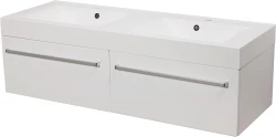 Szafka łazienkowa biała 140cm FOKUS z umywalką podwójną [PRODUKT NIEDOSTĘPNY]