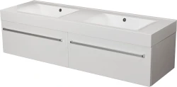 Szafka łazienkowa biała 160cm FOKUS z umywalką podwójną [PRODUKT NIEDOSTĘPNY]