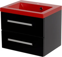 Szafka łazienkowa czarna 50cm FOKUS z umywalką czerwoną [PRODUKT NIEDOSTĘPNY]