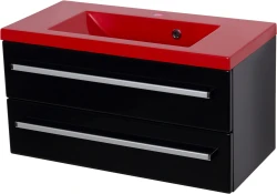 Szafka łazienkowa czarna 80cm FOKUS z umywalką czerwoną [PRODUKT NIEDOSTĘPNY]
