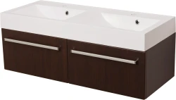 Szafka łazienkowa wenge mat 120cm FOKUS z umywalką podwójną [PRODUKT NIEDOSTĘPNY]