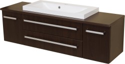 Szafka łazienkowa wenge mat 140cm FOKUS z blatem i umywalką