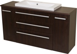 Szafka łazienkowa wenge mat 140cm FOKUS z blatem i umywalką