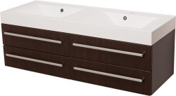 Szafka łazienkowa wenge mat 140cm FOKUS z umywalką podwójną