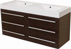 Szafka łazienkowa wenge mat 140cm FOKUS z umywalką podwójną